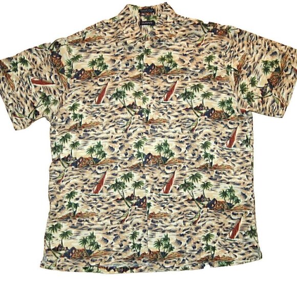 GANT Tropical Print Shirt Mens Sz L Button Down Linen - Picture 1 of 6